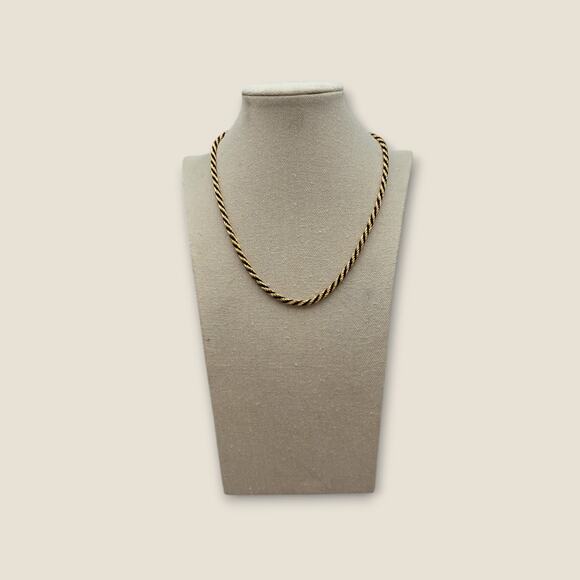 Gold and Black Enamel Twisted Rope Necklace – 1980s Vintage - Picture 10 of 10